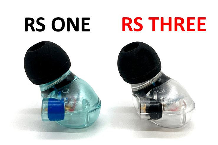 RS ONE、RS THREEのイヤーピース部分の比較画像