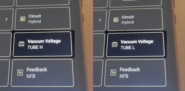 EvoAria EvoOne Ti / CuのNutube電圧の切替画像