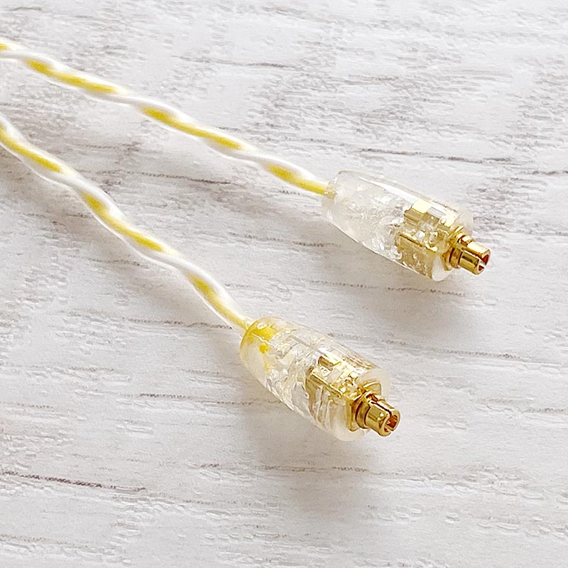 Lemonade Moon 4.4mm 5極 トープラ販売製 黄銅材 銀メッキプラグ MMCX レモネードパールアートワーク イヤーコネクタ  レモネードパール装飾