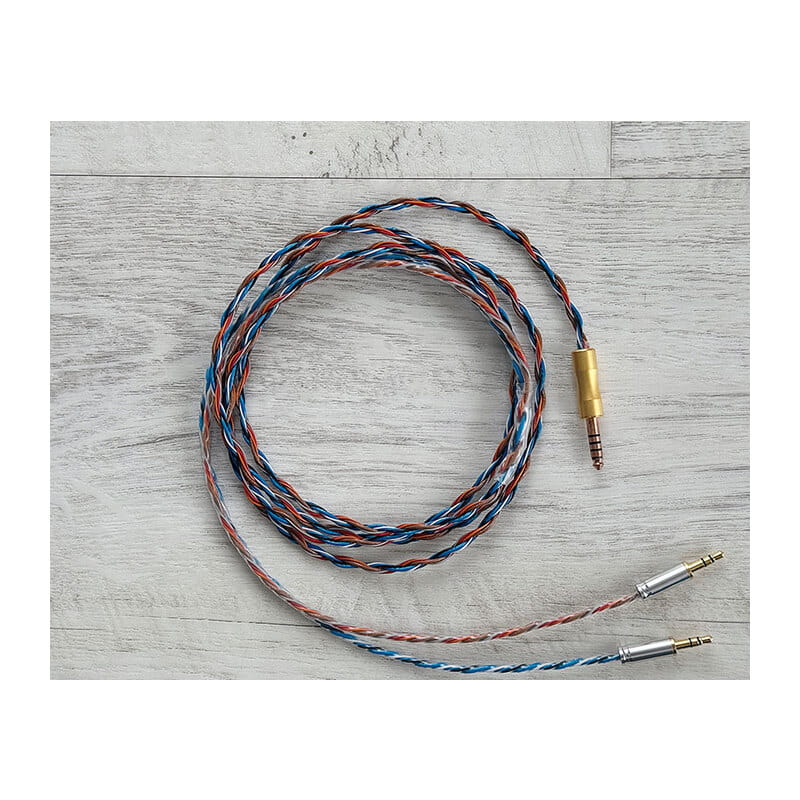 Neu-Farbe -Headphone cable- / 4.4mm 5極 トープラ販売製金メッキプラグ / 3.5mm 3極（L/R）二又 / ケーブル長さ：約180cm