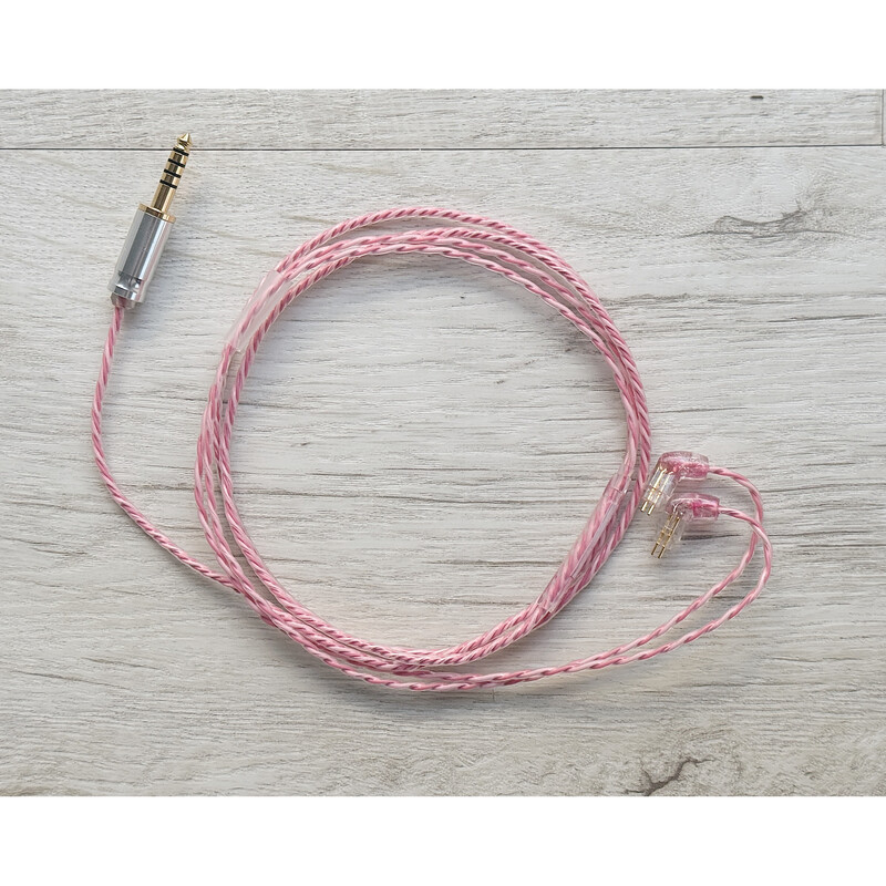 Rose Pink Camellia / 4.4mm 5極 AEC製 金メッキプラグ / Custom 2pin / ロゴ＆イヤーコネクタアートワーク