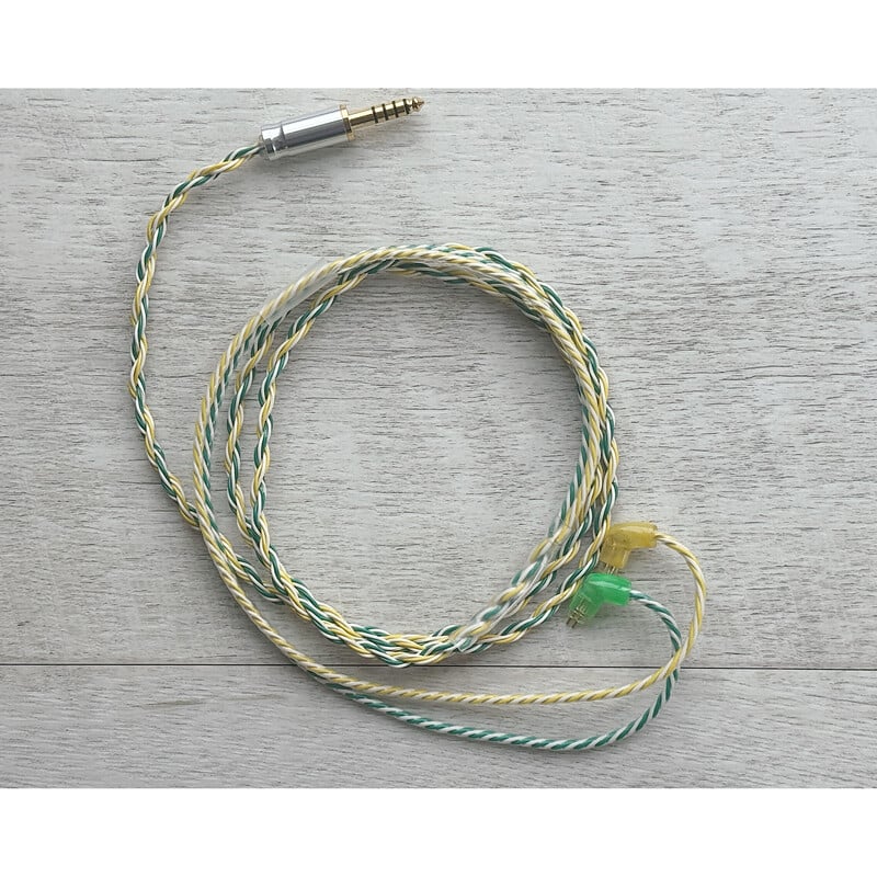 Mairegen Acht -Type Green × Yellow × White- / 4.4mm 5極 AEC製 金メッキプラグ / Custom 2pin / イヤーコネクタアートワーク