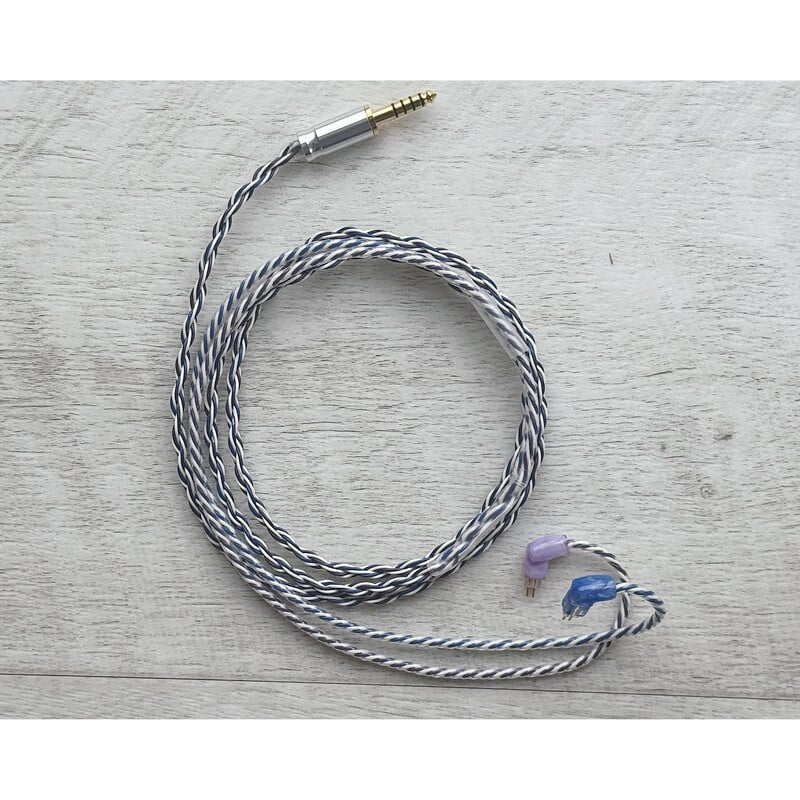 Mairegen Acht -Type Blue × Purple × White- / 4.4mm 5極 AEC製 金メッキプラグ / Custom 2pin / イヤーコネクタアートワーク