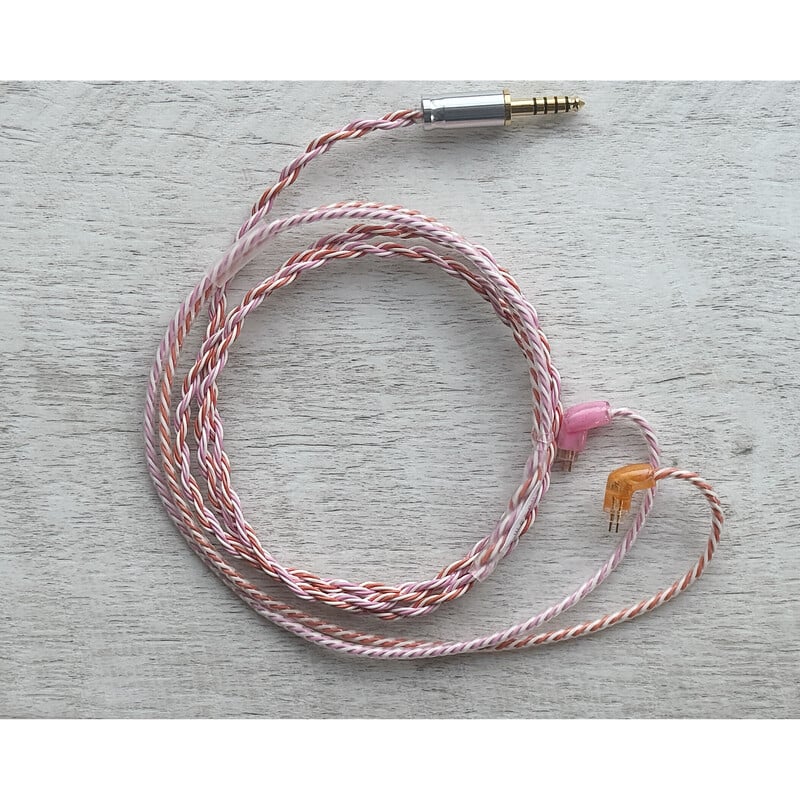 Mairegen Acht -Type Pink × Orange × White- / 4.4mm 5極 AEC製 金メッキプラグ / Custom 2pin / イヤーコネクタアートワーク