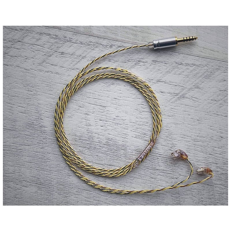 Harvest Moon / 4.4mm 5極 AEC製金メッキプラグ / qdc / ロゴ＆イヤーコネクタアートワーク ホワイトムーンストーン装飾