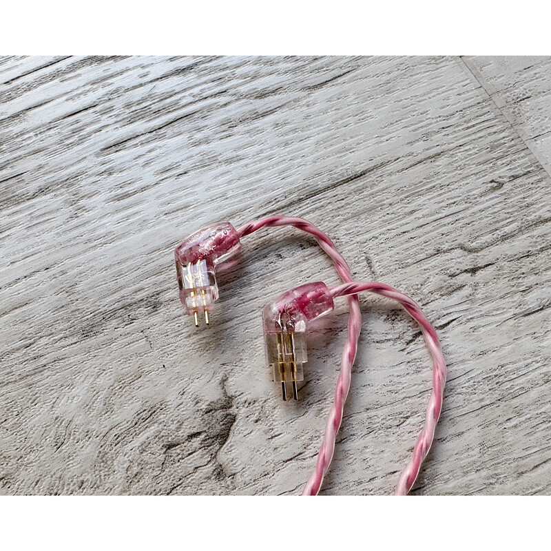 Rose Pink Camellia / 4.4mm 5極 AEC製 金メッキプラグ / Custom 2pin / ロゴ＆イヤーコネクタアートワーク