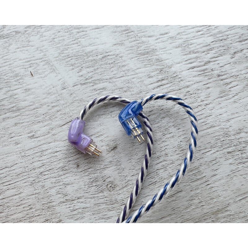 Mairegen Acht -Type Blue × Purple × White- / 4.4mm 5極 AEC製 金メッキプラグ / Custom 2pin / イヤーコネクタアートワーク