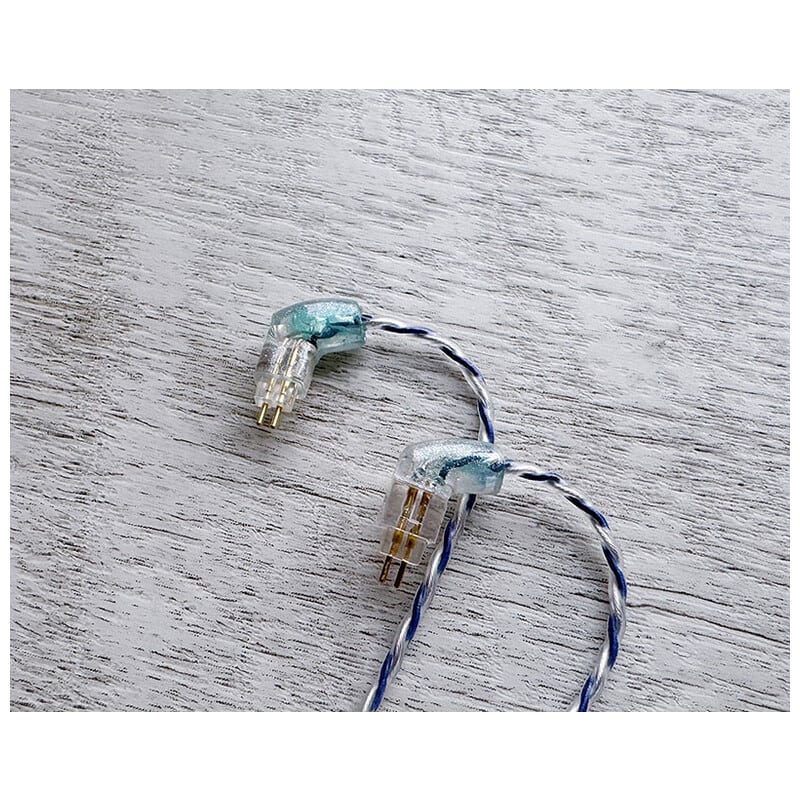 Antarctica Thawed / 4.4mm 5極 トープラ販売製黄銅材 銀メッキプラグ / Custom 2pin / ロゴ＆イヤーコネクタアートワーク カルセドニー装飾