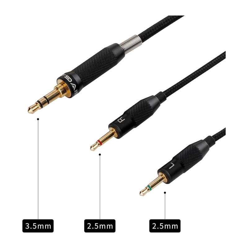 SIV-PHN ヘッドホン用ケーブル 3.5mm - 2.5mm 2極(LR) (ブラック) [SIV-PHN-3.5 BLK-2.5mm2極(L/R)]