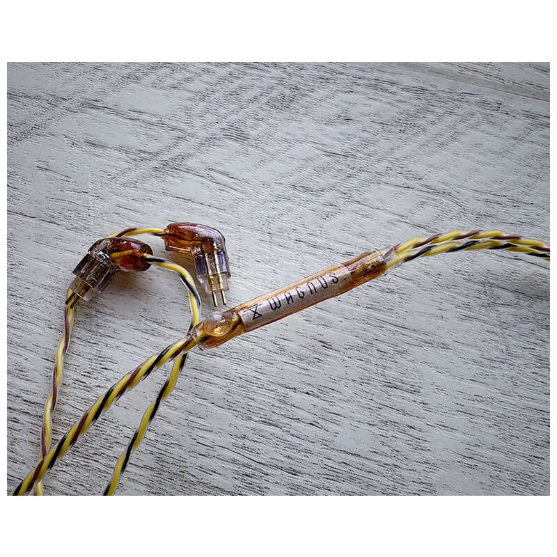 Harvest Moon / 4.4mm 5極 AEC製金メッキプラグ / Custom 2pin / ロゴ＆イヤーコネクタアートワーク ホワイトムーンストーン装飾