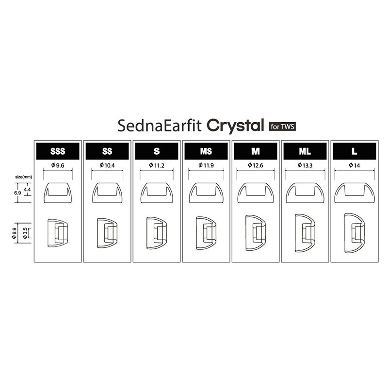 SednaEarfit Crystal for TWS [イヤーピース M/ML/Lサイズ各1ペア]