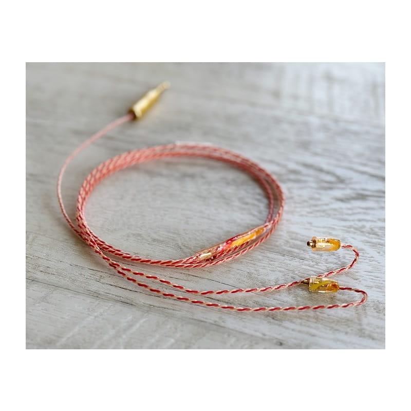 Mapledew 4.4mm 5極 トープラ販売製 金メッキプラグ-MMCX ロゴ＆イヤーコネクタアートワーク マデイラシトリン装飾