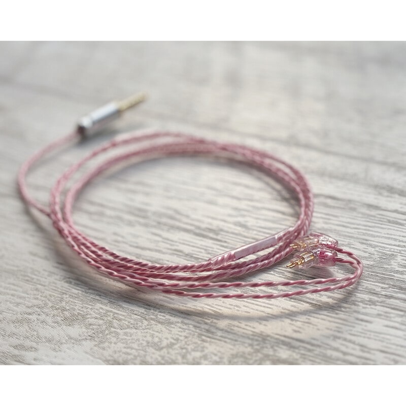 Rose Pink Camellia / 4.4mm 5極 AEC製 金メッキプラグ / Custom 2pin / ロゴ＆イヤーコネクタアートワーク