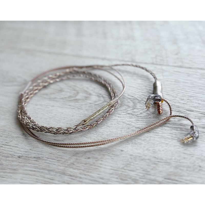 Vintage No.051 “Silver Sands” / 4.4mm 5極 トープラ販売製 CINQBES 純銅材 無メッキプラグ / Custom 2pin / ロゴ＆イヤーコネクタアートワーク