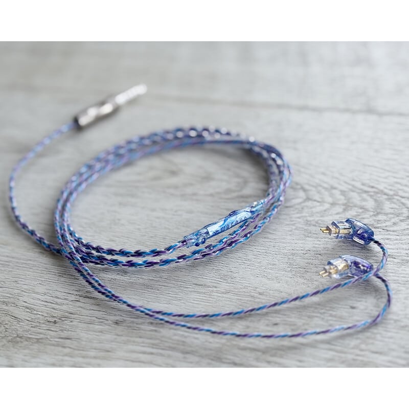 Hydrangea Clumps / 4.4mm 5極 トープラ販売製 黄銅材 銀メッキプラグ / Custom 2pin / ロゴ＆イヤーコネクタアートワーク ロゴ タンザナイト＋アメジスト装飾