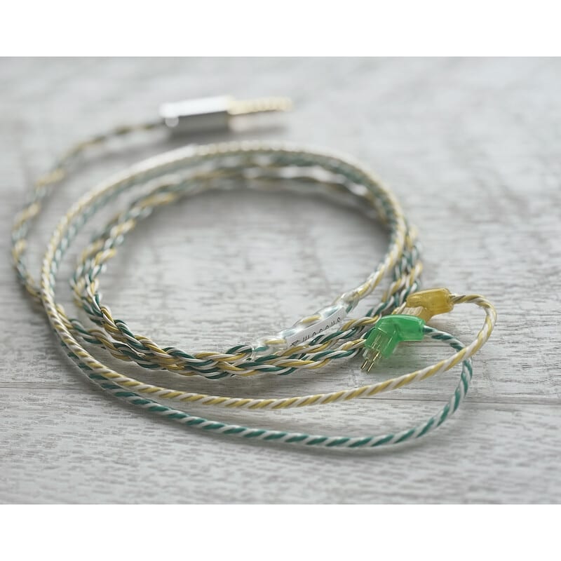 Mairegen Acht -Type Green × Yellow × White- / 4.4mm 5極 AEC製 金メッキプラグ / Custom 2pin / イヤーコネクタアートワーク