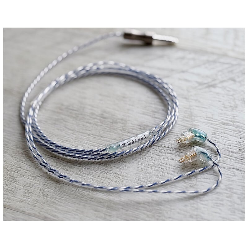 Antarctica Thawed / 4.4mm 5極 トープラ販売製黄銅材 銀メッキプラグ / Custom 2pin / ロゴ＆イヤーコネクタアートワーク カルセドニー装飾