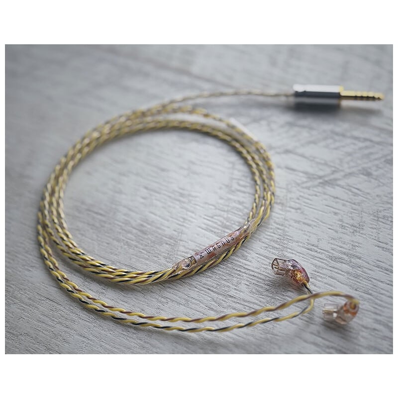 Harvest Moon / 4.4mm 5極 AEC製金メッキプラグ / qdc / ロゴ＆イヤーコネクタアートワーク ホワイトムーンストーン装飾