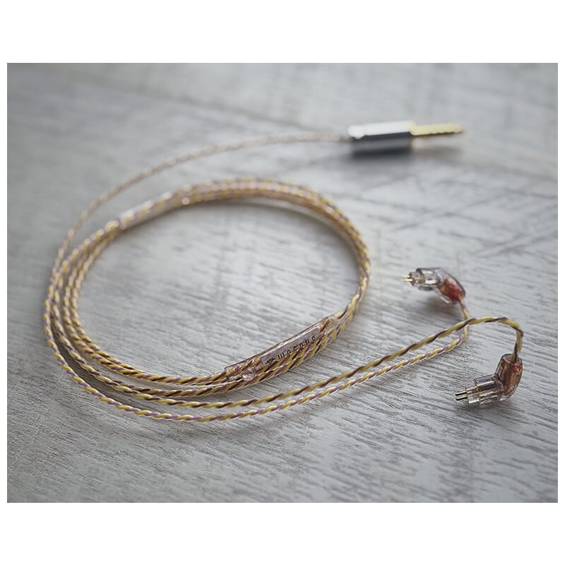 Harvest Moon-Type Bush Clover- / 4.4mm 5極 AEC製金メッキプラグ / Custom 2pin / ロゴ＆イヤーコネクタアートワーク ホワイトムーンストーン装飾