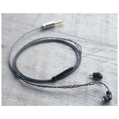 Black Diamond Vier / 4.4mm 5極 AEC製金メッキプラグ / Custom 2pin / ロゴ&イヤーコネクタアートワーク ブラックキュービックジルコニア装飾