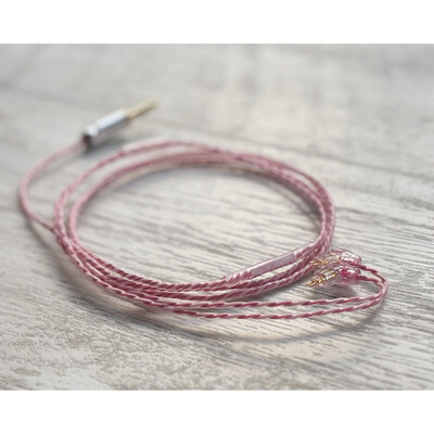 Rose Pink Camellia / 4.4mm 5極 AEC製 金メッキプラグ / Custom 2pin / ロゴ&イヤーコネクタアートワーク