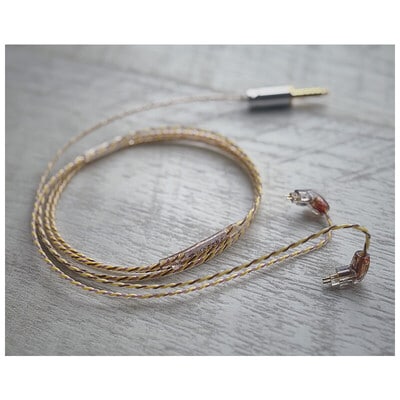 Harvest Moon-Type Bush Clover- / 4.4mm 5極 AEC製金メッキプラグ / Custom 2pin / ロゴ&イヤーコネクタアートワーク ホワイトムーンストーン装飾