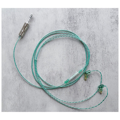 Mouton Eme-Quatre / WAGNUS. Original 4.4mm 5-pole Plug EIR - ARGENTA / Custom 2pin / ロゴ＆イヤーコネクタアートワーク エメラルド装飾