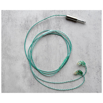 Mouton Eme-Quatre hue-10 / WAGNUS. Original 4.4mm 5-pole Plug EIR - ARGENTA / Custom 2pin / ロゴ＆イヤーコネクタアートワーク エメラルド装飾